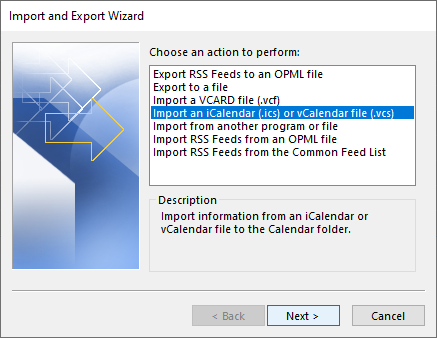 import .ics file