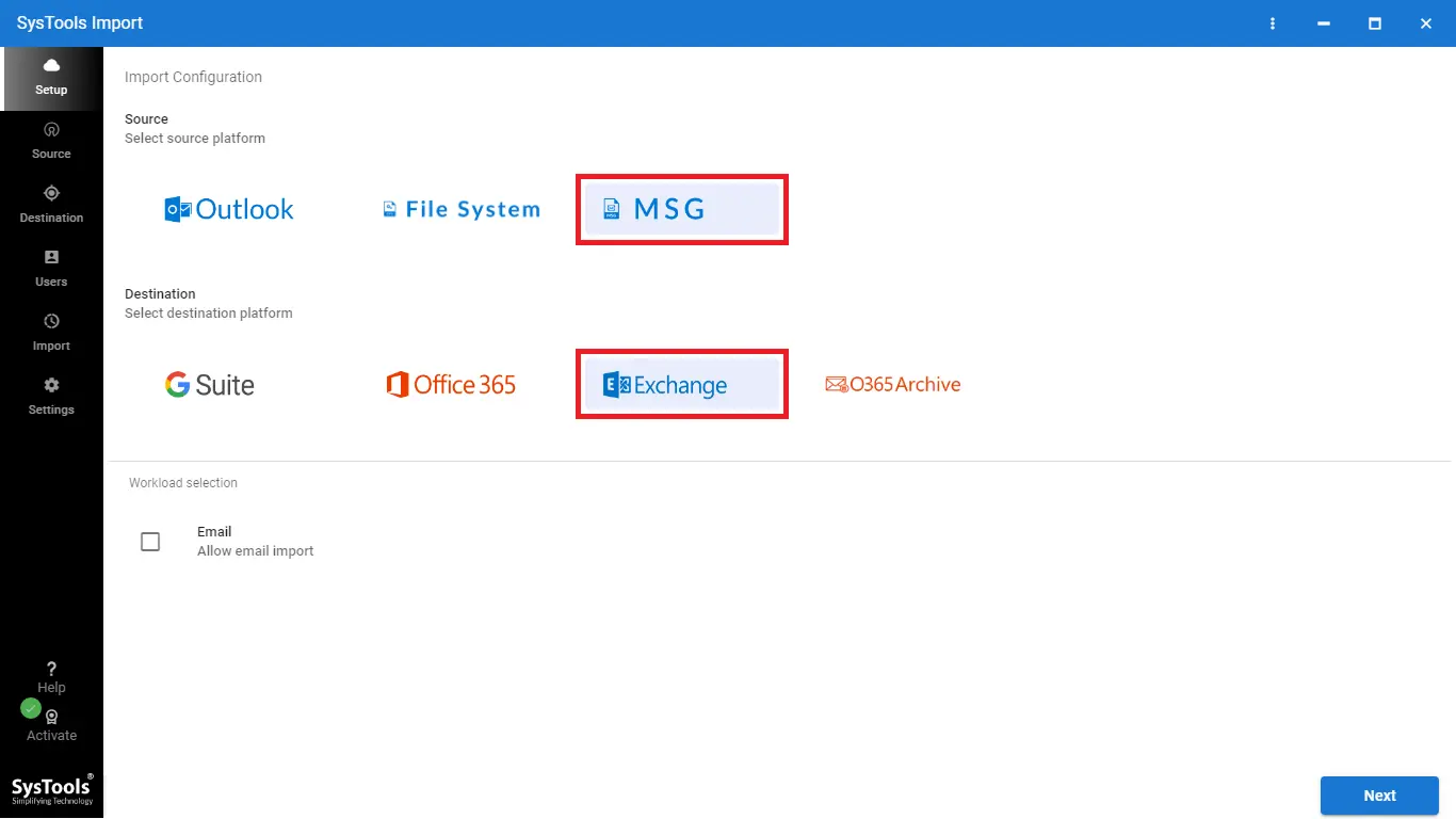 Select MSG & Exchange